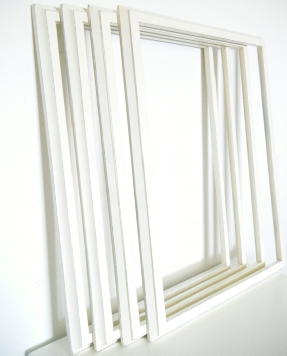 Set Of 4 11x14 Inch Distressed Photo Frames In Ivory, Creamy White on Luulla